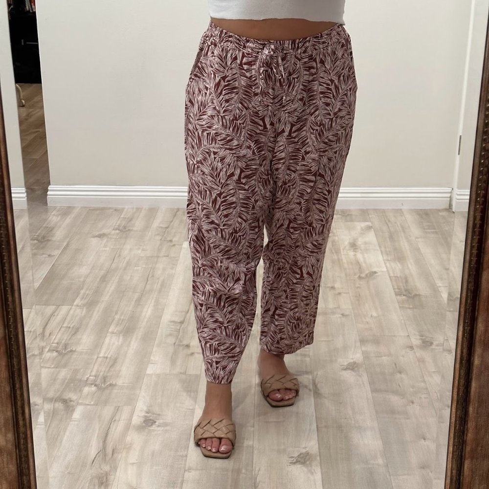 Wild Fable Print Pants - Size XL - Red and White - Stretch Waist